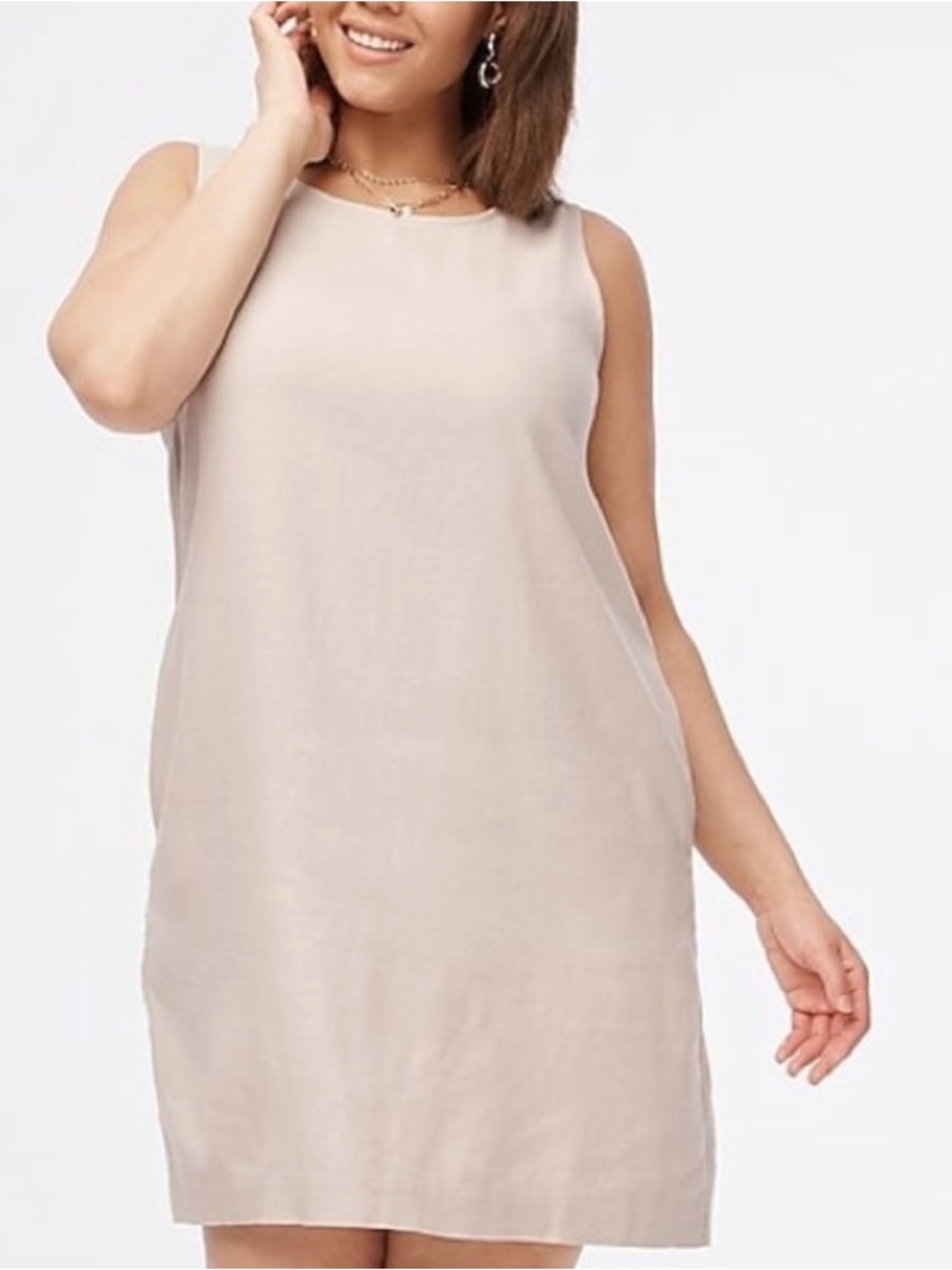 J. Crew Sleeveless Maxi Dress in Light Beige linen, viscose blend